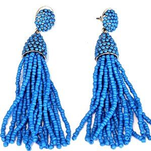 Baublebar Piñata Turquoise Blue Color Beaded Dangle Tassel Pierced Earrings